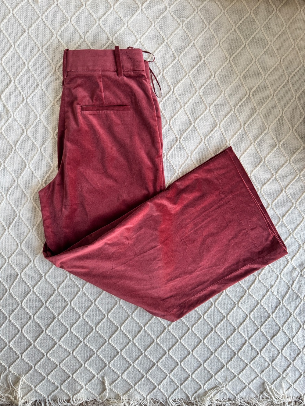 Banana Republic Women’s 4 Burgundy Velvet Wide Leg High Rise Pleated Pants - Picture 7 of 12